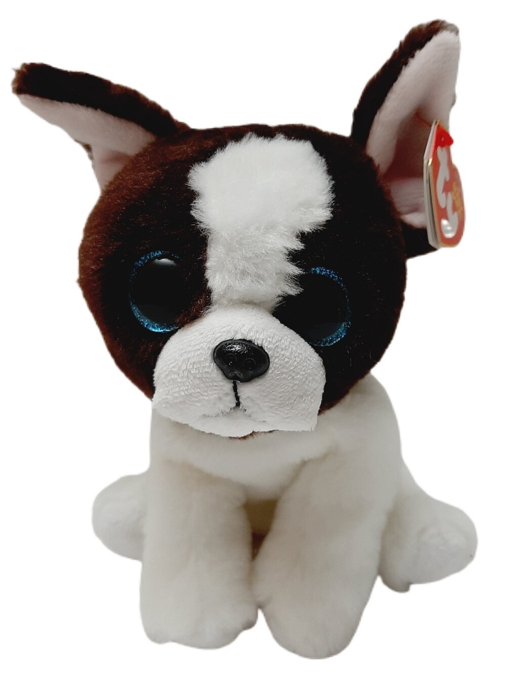 🍒 Ty Beanie Babies Portia Boston Terrier Puppy Dog 6" Blue Glitter Eye Soft